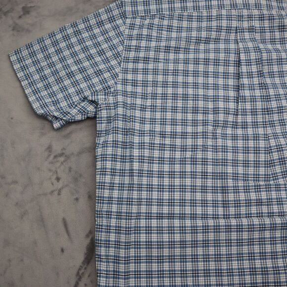 Eddie Bauer Shirt Mens XL Blue Plaid Button Down Short Sleeve Pocket Outdoor - Picture 5 of 16